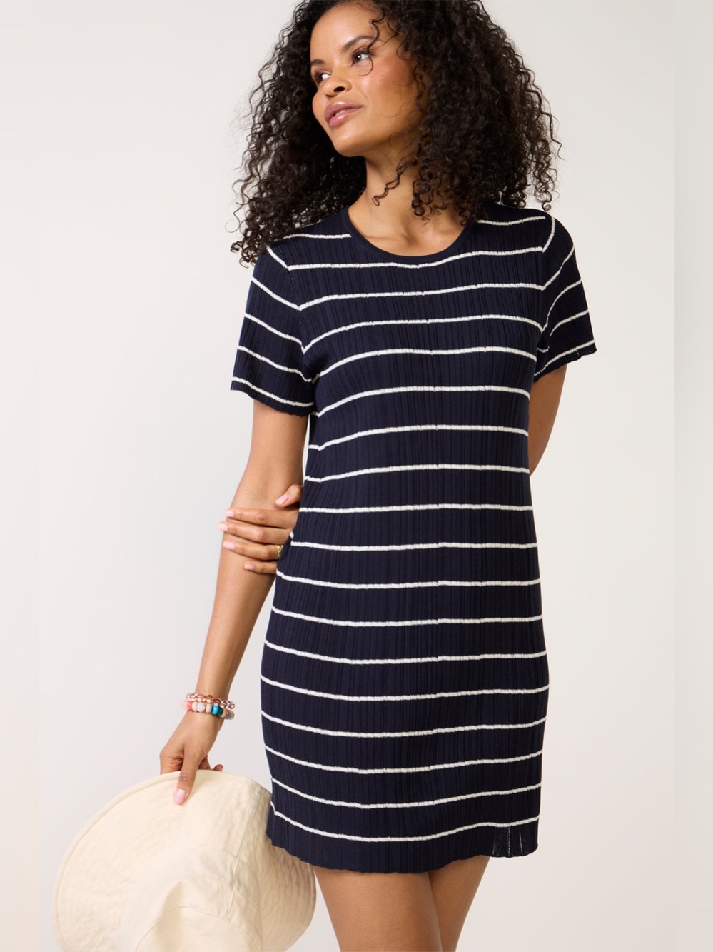 Z Supply Franka Mini Dress in the dark navy and white stripe